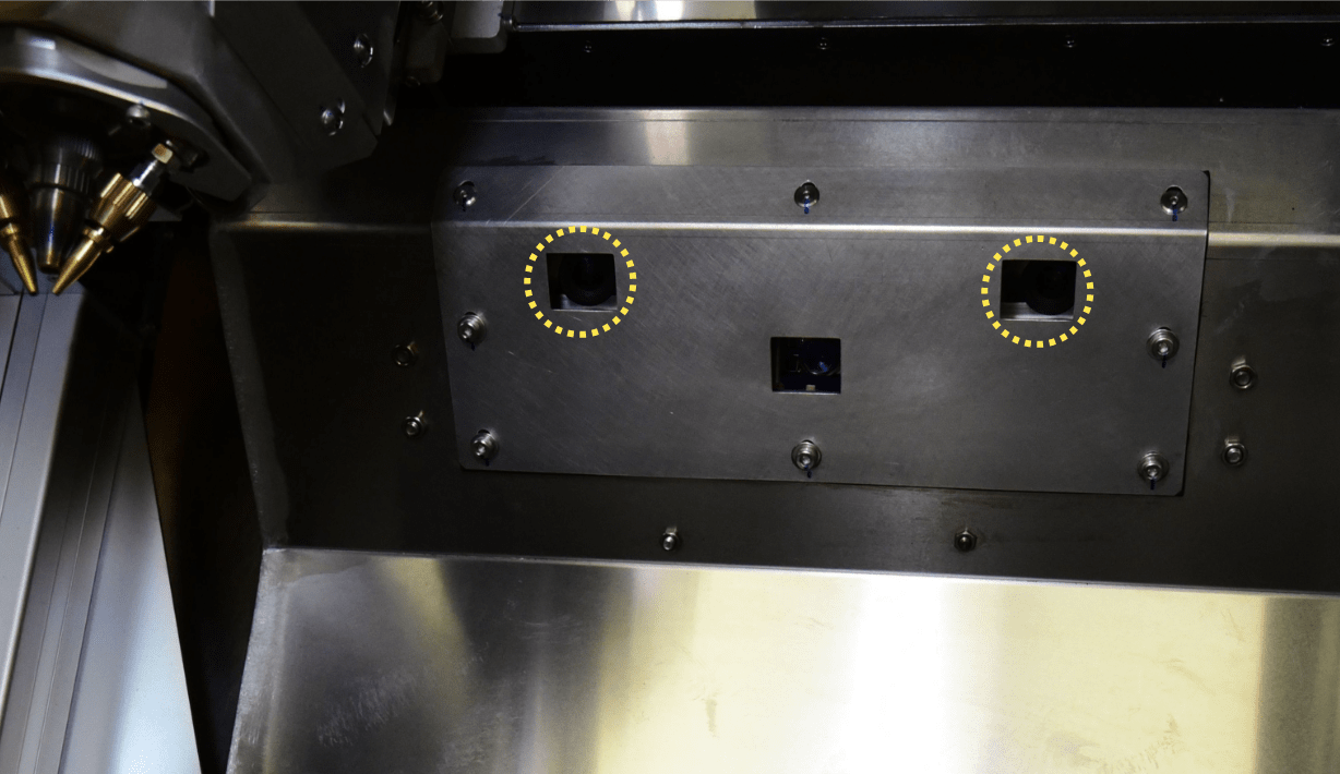 Photo showing inside of metal 3D printer machine