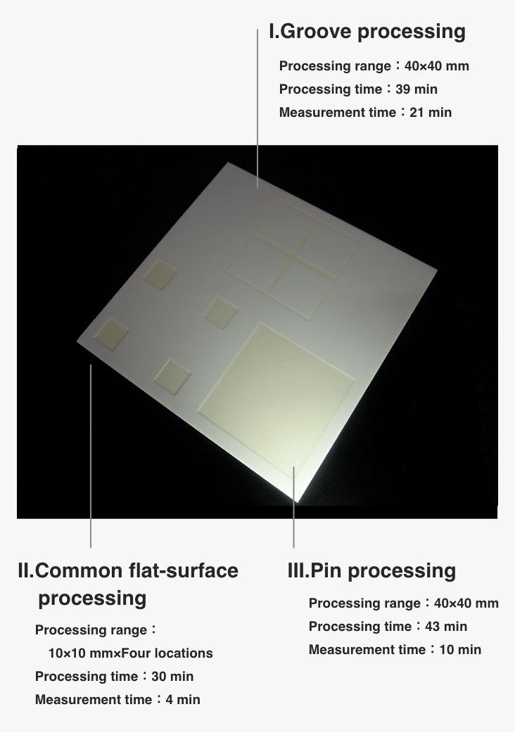Three examples of processing done on an alumina substrate